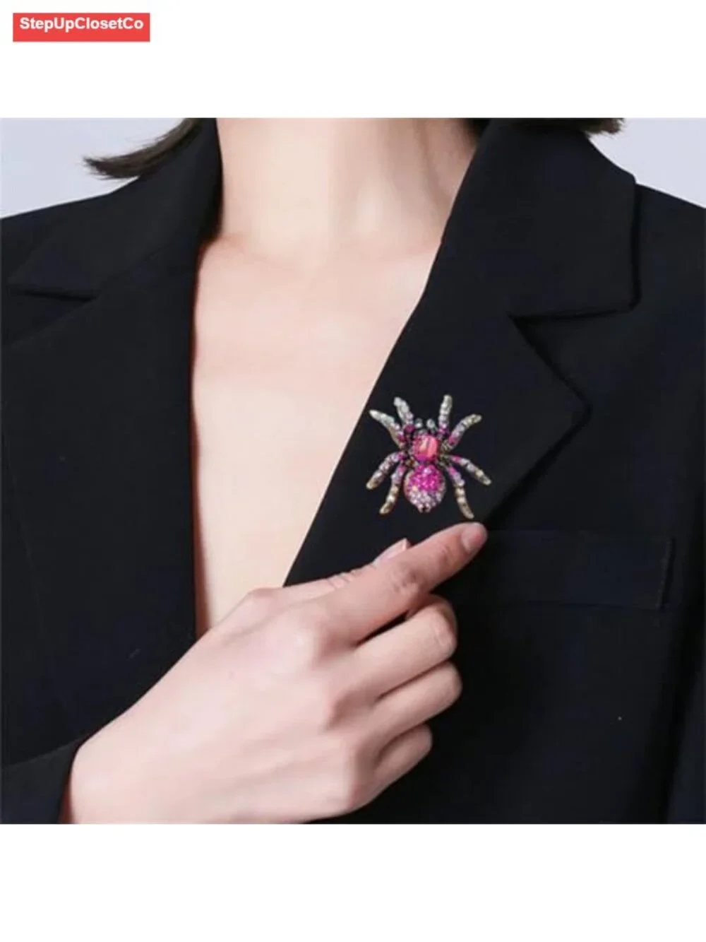 Rhinestone Spider Brooch Pin for Women Men Halloween Costume Accessory